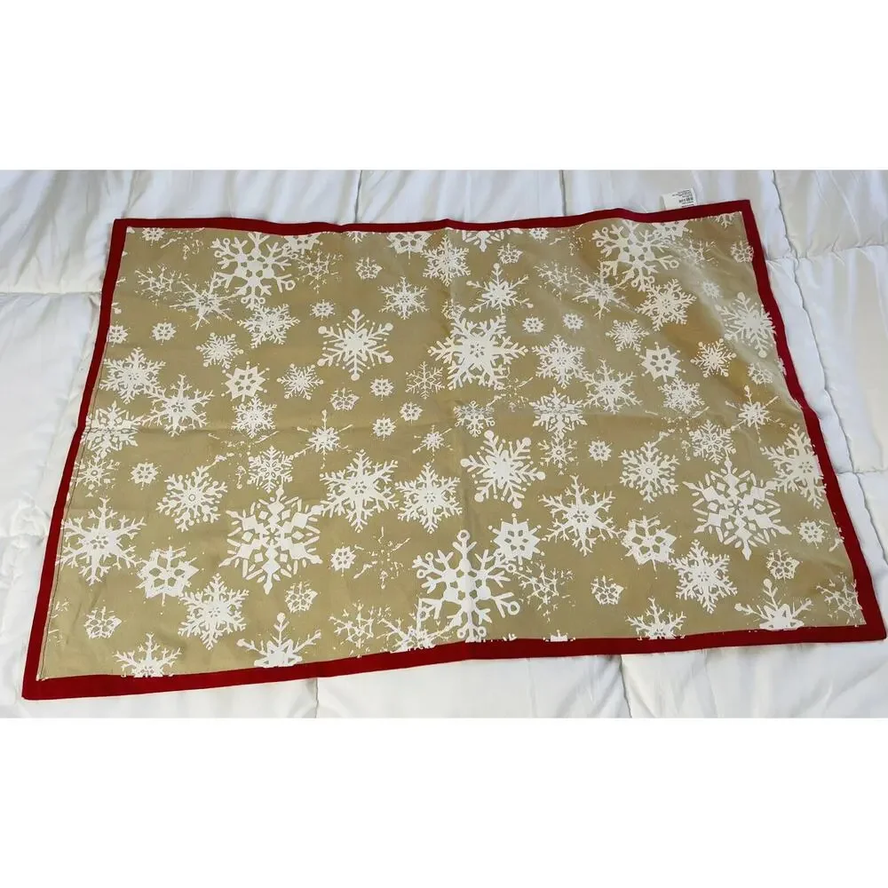 Crate & Barrel Christmas Snowflake Edge Dish Towels 20x30 Bundle Set Of 2